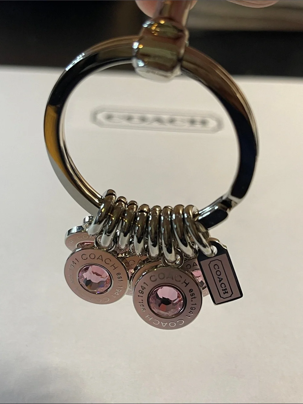 COACH Pink Crystal Charm Keyring/Bag Charm
